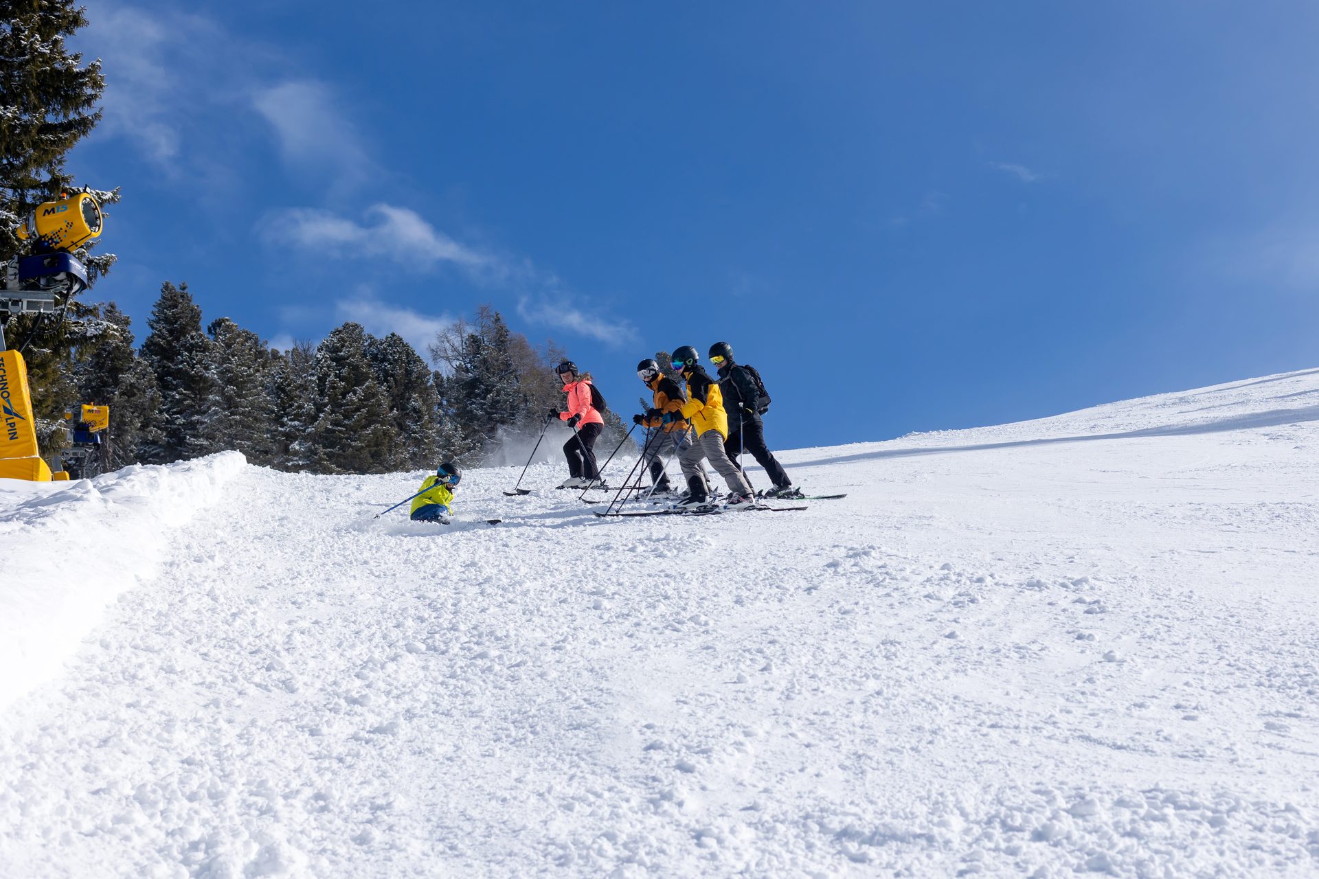 Skiers on Bristol Mountain in winter
